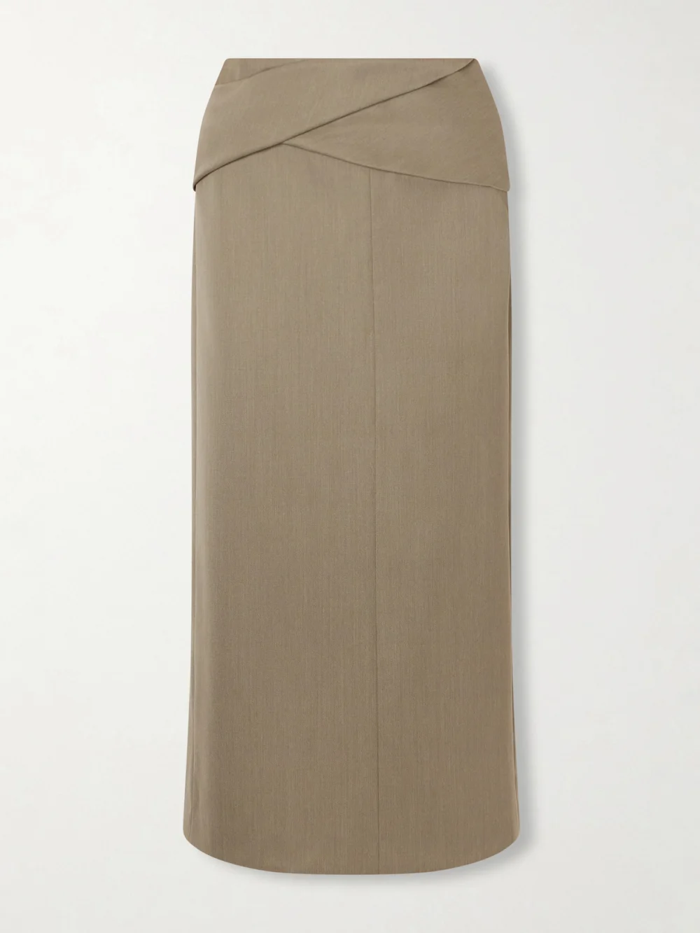 Victoria Beckham Belted Wool-blend Twill Midi Skirt in sage green