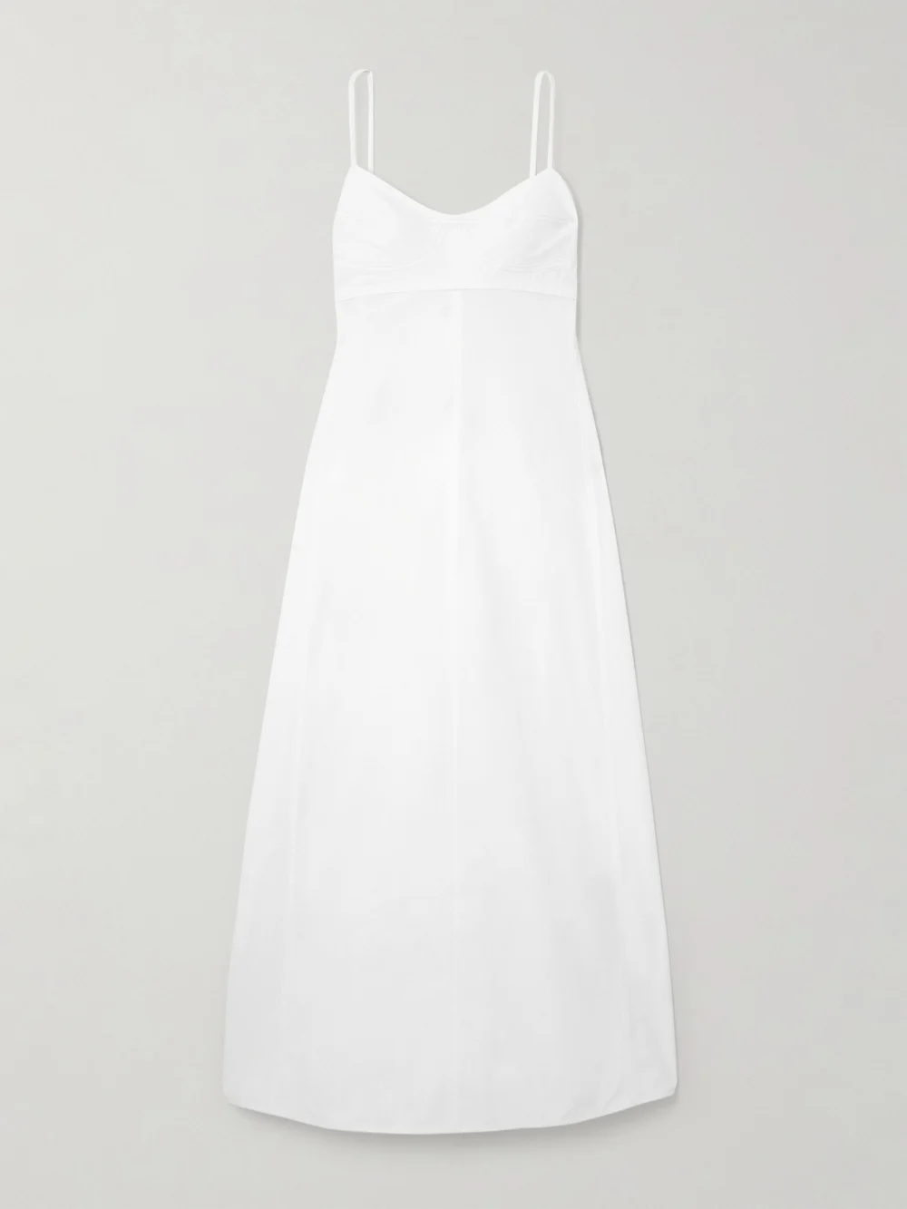 Victoria Beckham Cami Paneled Organic Cotton-blend Poplin Maxi Dress in white