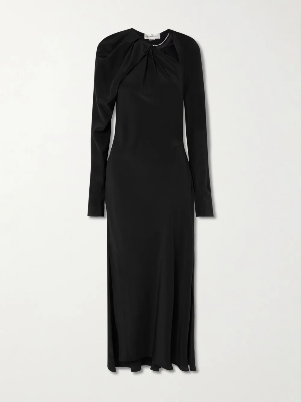 Victoria Beckham Chain-embellished Draped Silk Midi Dress in black