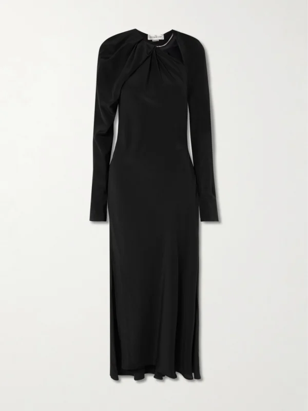 Victoria Beckham Chain-embellished Draped Silk Midi Dress
