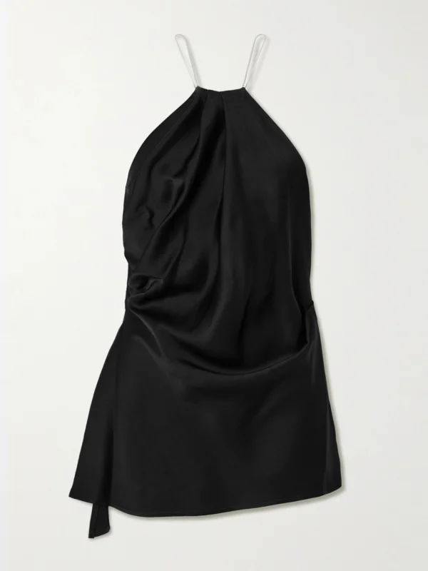 Victoria Beckham Chain-embellished Gathered Satin Top