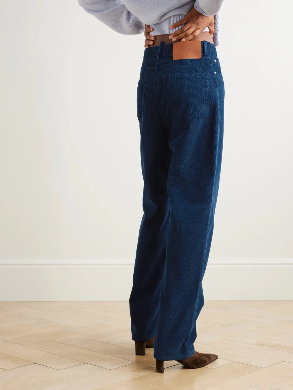 Back view of the Victoria Beckham Cotton-corduroy Straight-leg Pants