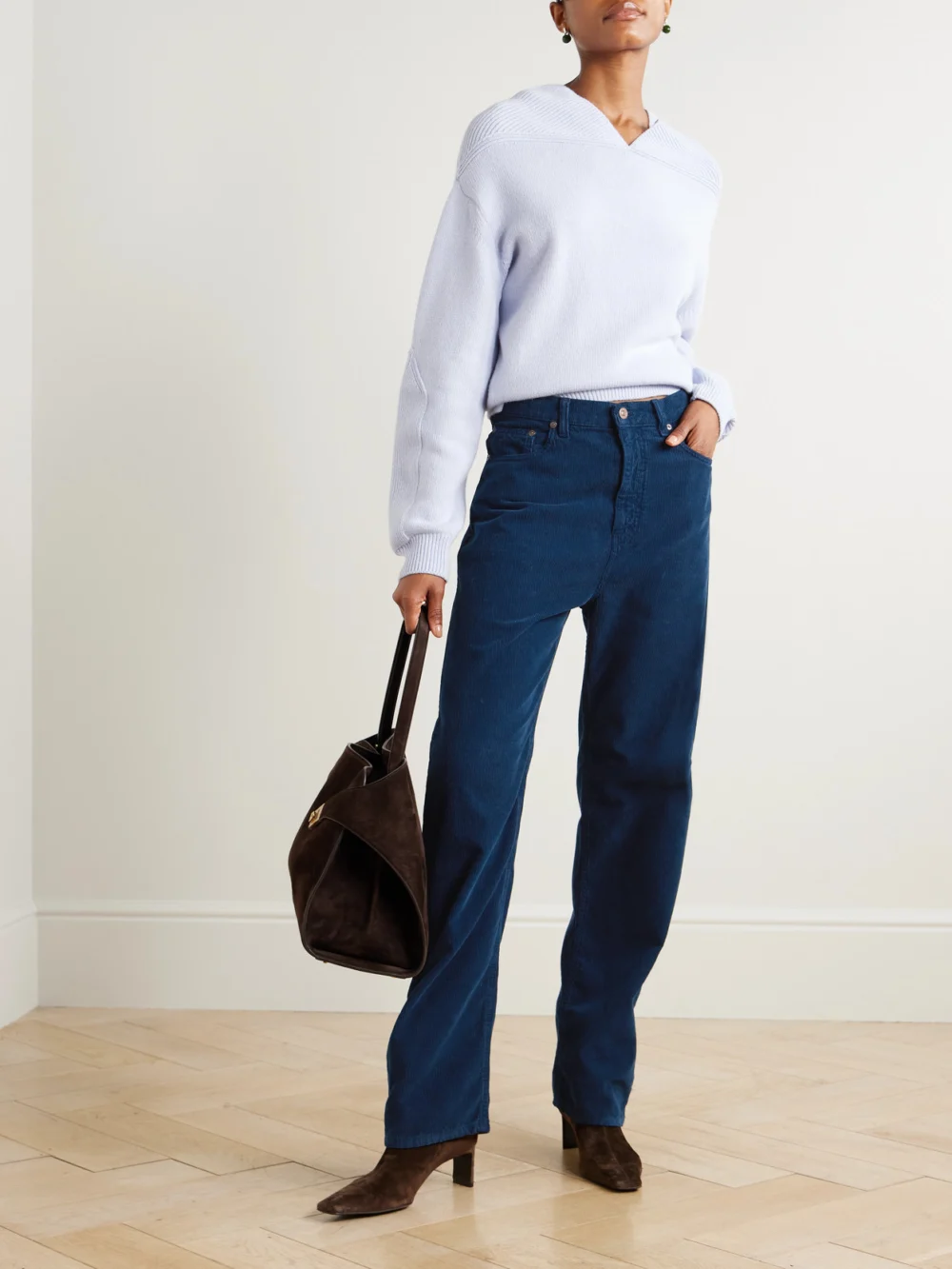 Victoria Beckham Cotton-corduroy Straight-leg Pants, worn by a model