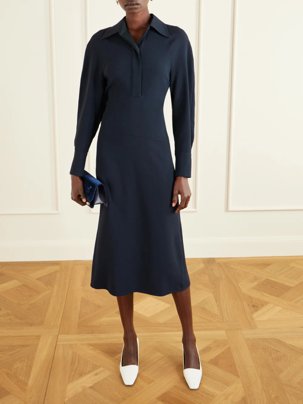 Victoria Beckham Crepe Midi Dress, worn by a model