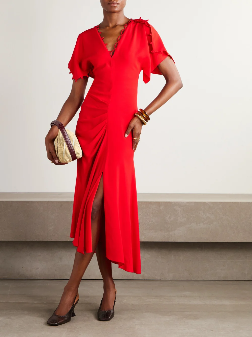 Victoria Beckham Crepe Midi Dress, worn by a model
