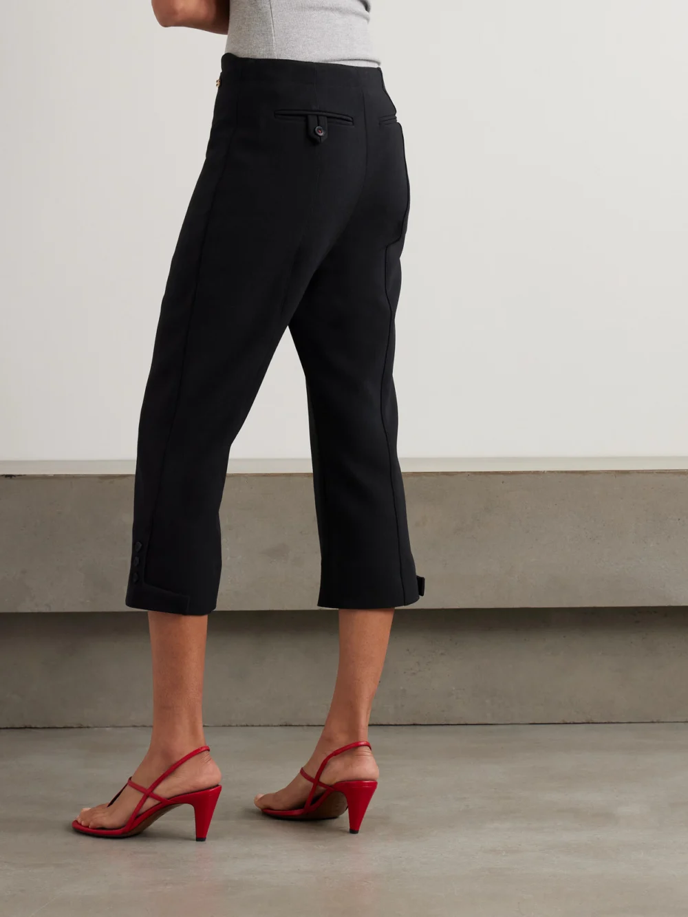 Back view of the Victoria Beckham Cropped Crepe Flared Pants