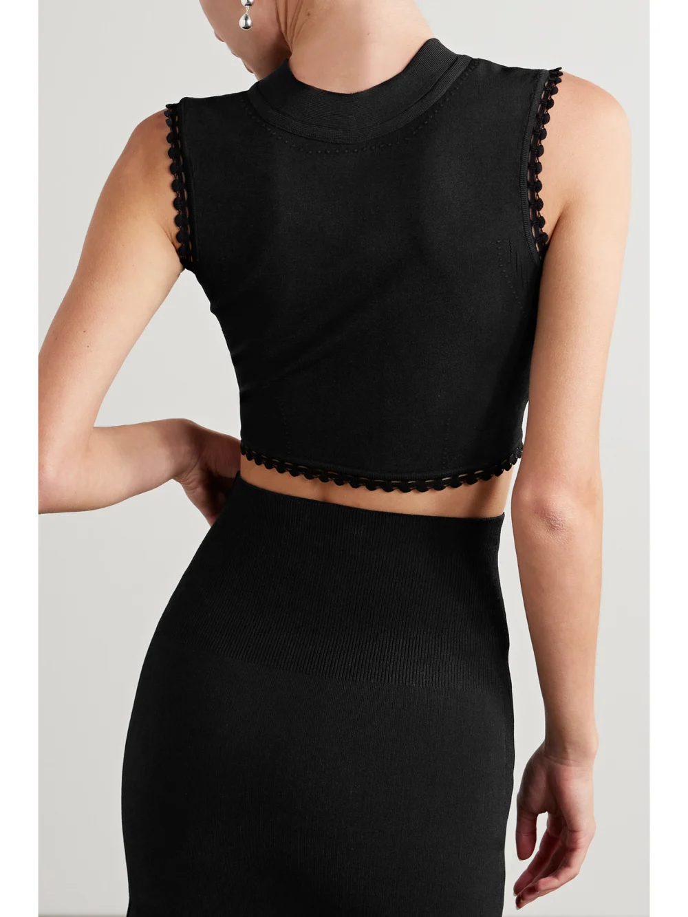 Back view of the Victoria Beckham Cropped Stretch-knit Tank