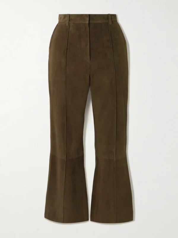 Victoria Beckham Cropped Suede Flared Pants