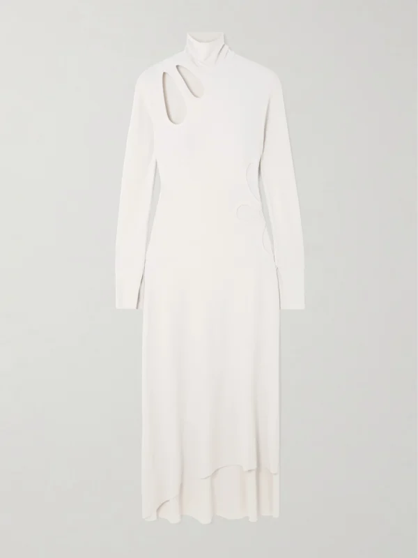 Victoria Beckham Cutout Asymmetric Stretch-jersey Turtleneck Midi Dress