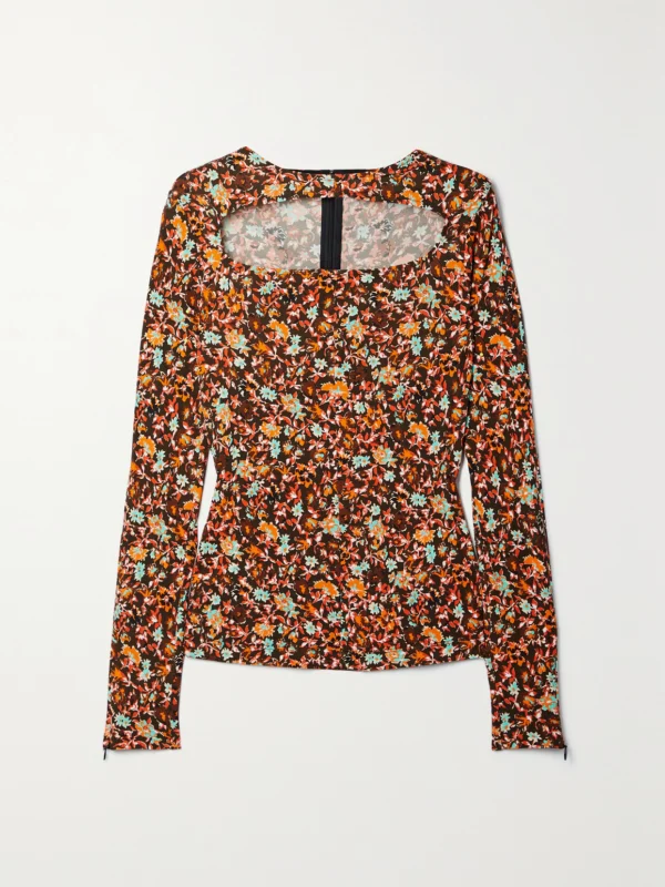 Victoria Beckham Cutout Floral-print Jersey Top