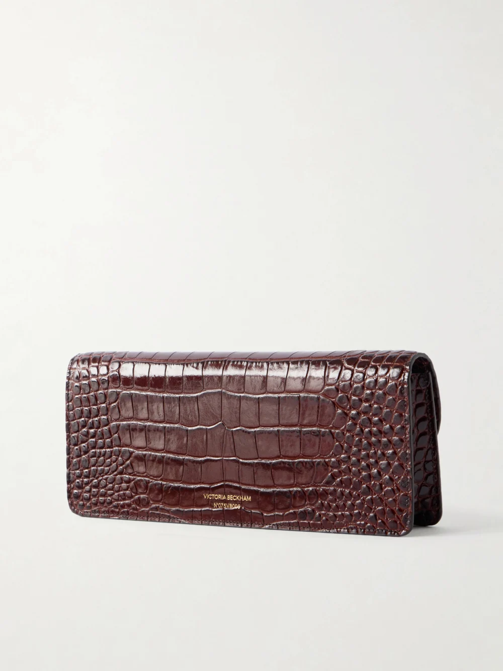 Back view of the Victoria Beckham Dorian East-west Croc-effect Leather Clutch