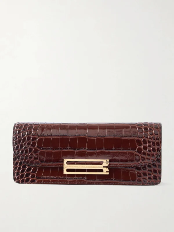 Victoria Beckham Dorian East-west Croc-effect Leather Clutch