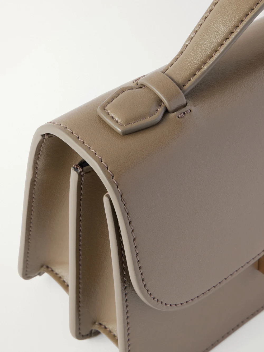 Close-up detail of the Victoria Beckham Dorian Leather Clutch