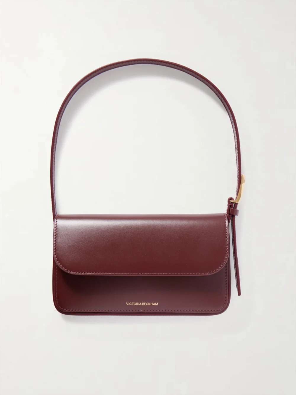 Victoria Beckham Dorian Pocket Leather Shoulder Bag in burgundy