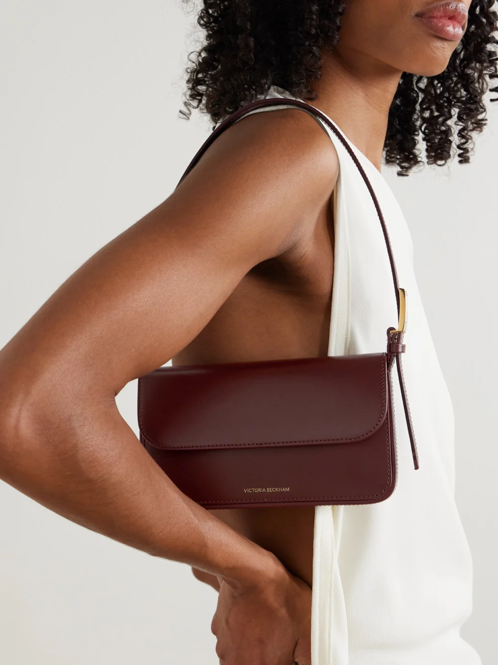 Victoria Beckham Dorian Pocket Leather Shoulder Bag, styled view