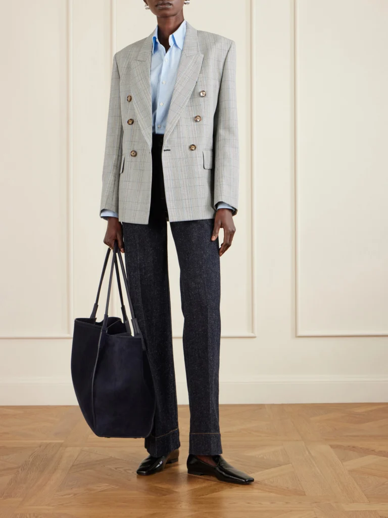 Victoria Beckham Double-breasted Checked Wool Blazer