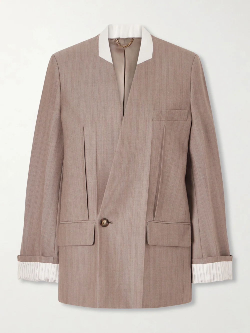 Victoria Beckham Double-breasted Striped Wool Blazer in stone