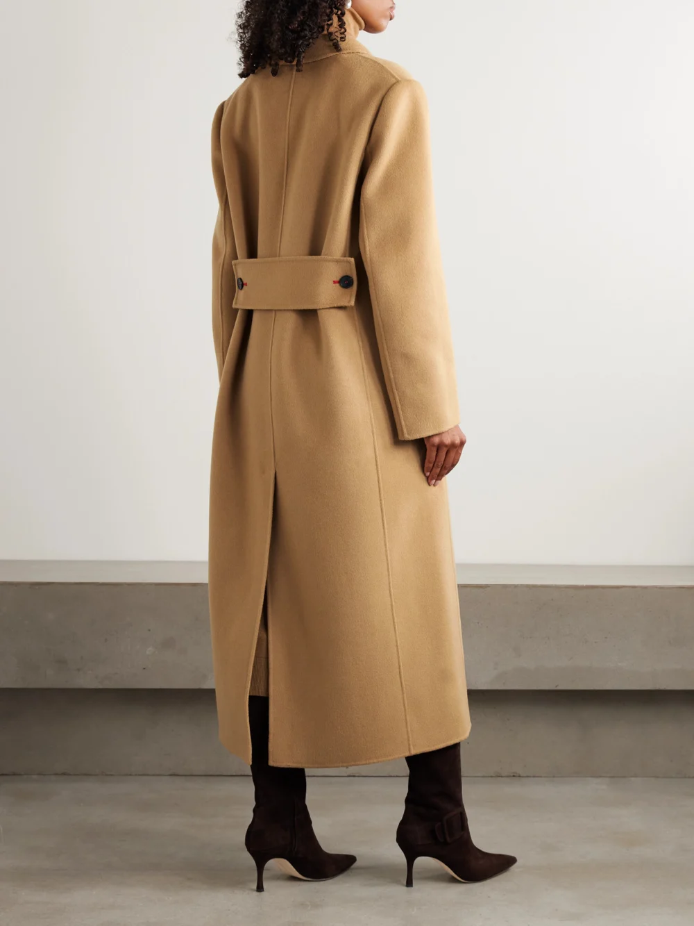 Back view of the Victoria Beckham Double-breasted Wool and Cashmere-blend Coat