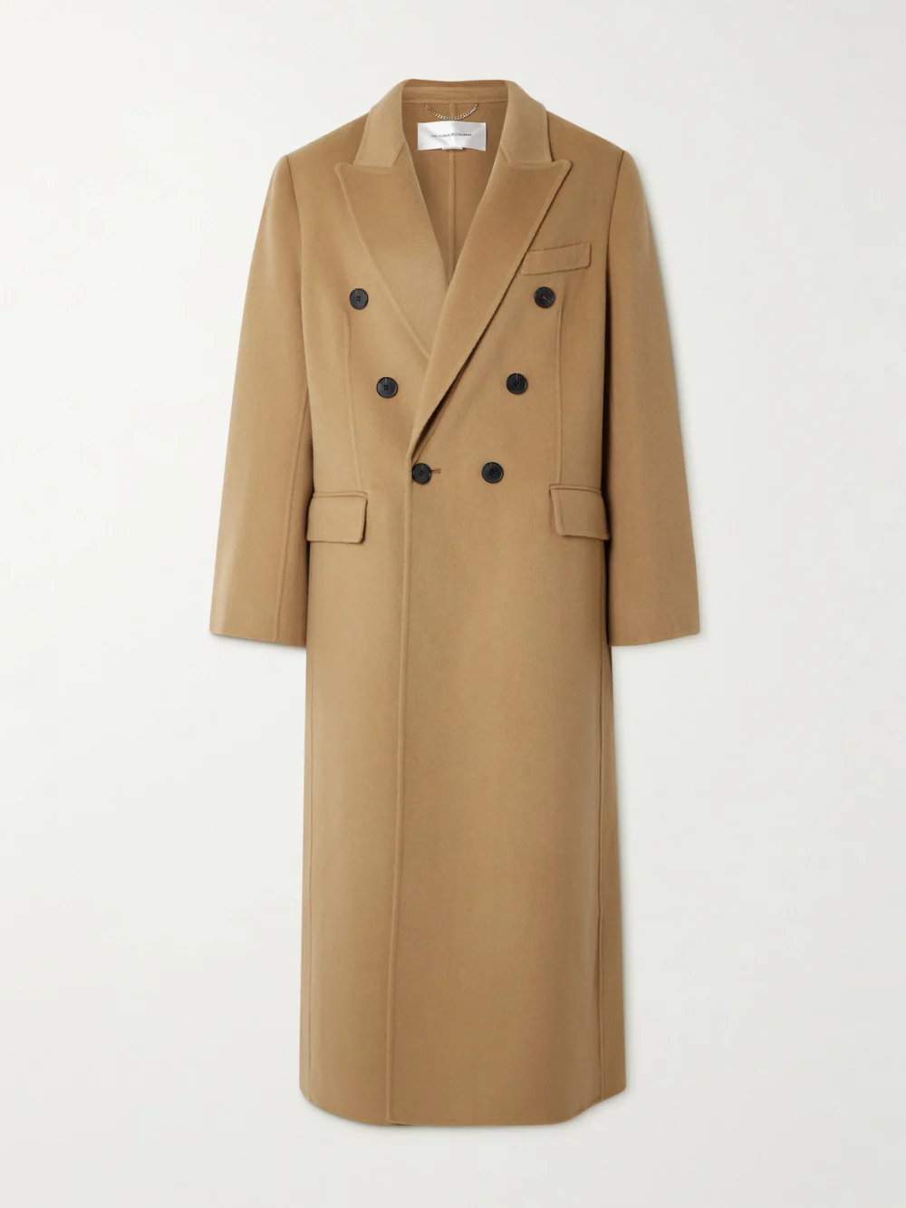 Victoria Beckham Double-breasted Wool and Cashmere-blend Coat in camel