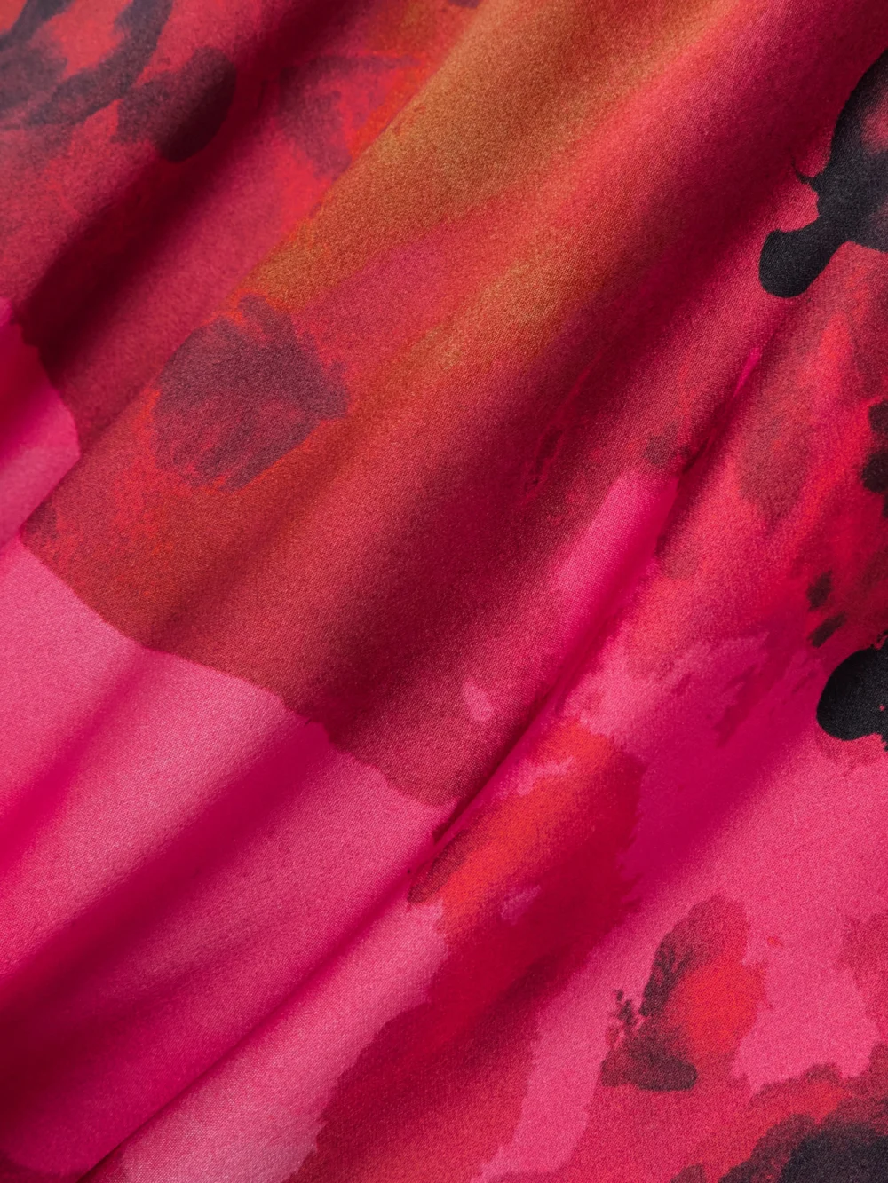 Close-up detail of the Victoria Beckham Draped Floral-print Silk-satin Midi Dress