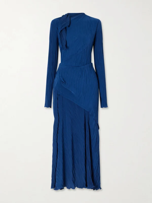 Victoria Beckham Draped Plissé-crepe Midi Dress
