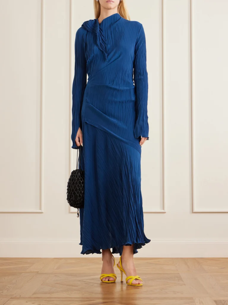 Victoria Beckham Draped Plissé-crepe Midi Dress