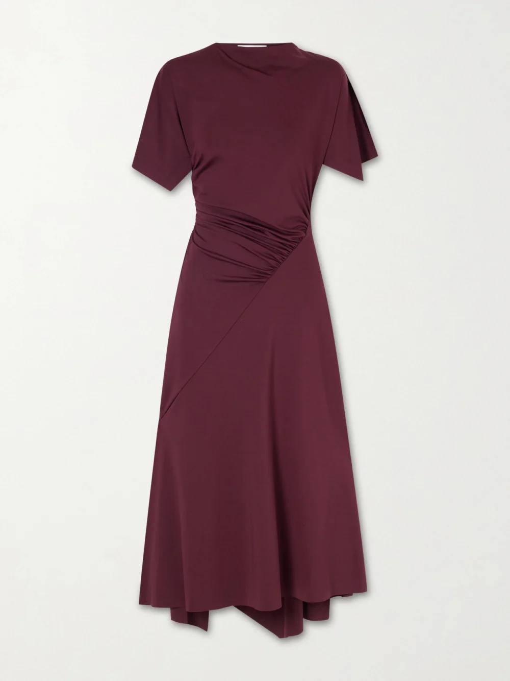 Victoria Beckham Draped Satin-jersey Midi Dress in burgundy