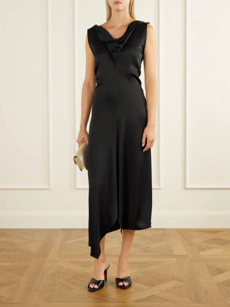 Victoria Beckham Draped Satin Midi Dress