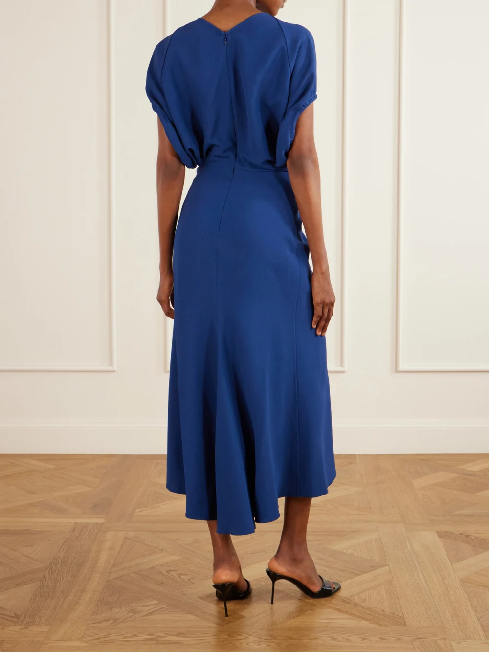 Back view of the Victoria Beckham Edith Crepe Midi Dress