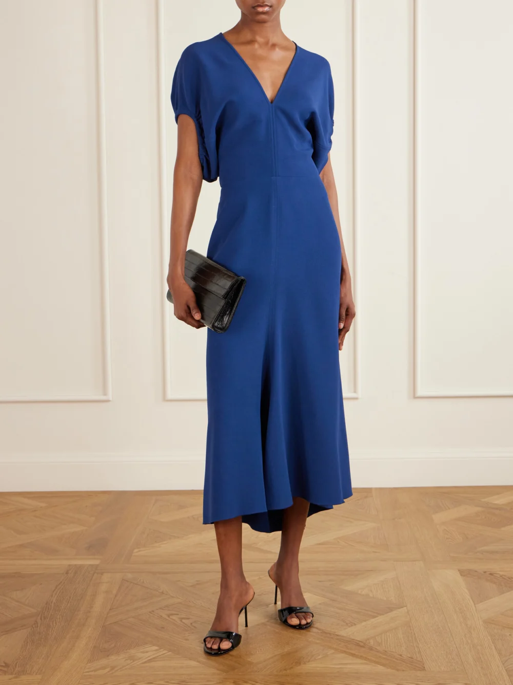Victoria Beckham Edith Crepe Midi Dress, worn by a model