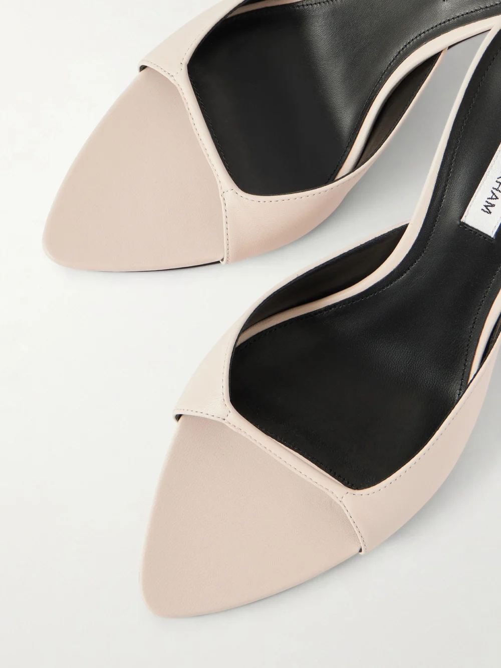Close-up detail of the Victoria Beckham Eliza Leather Sandals