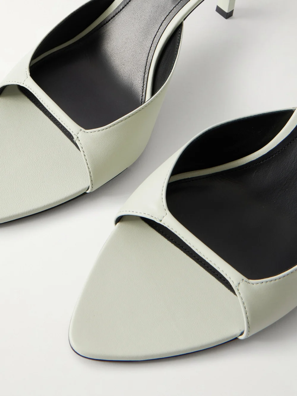 Close-up detail of the Victoria Beckham Eliza Leather Sandals