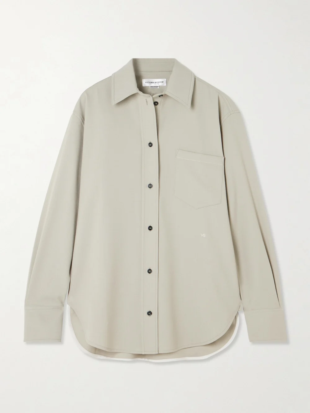 Victoria Beckham Embroidered Woven Shirt in sage green