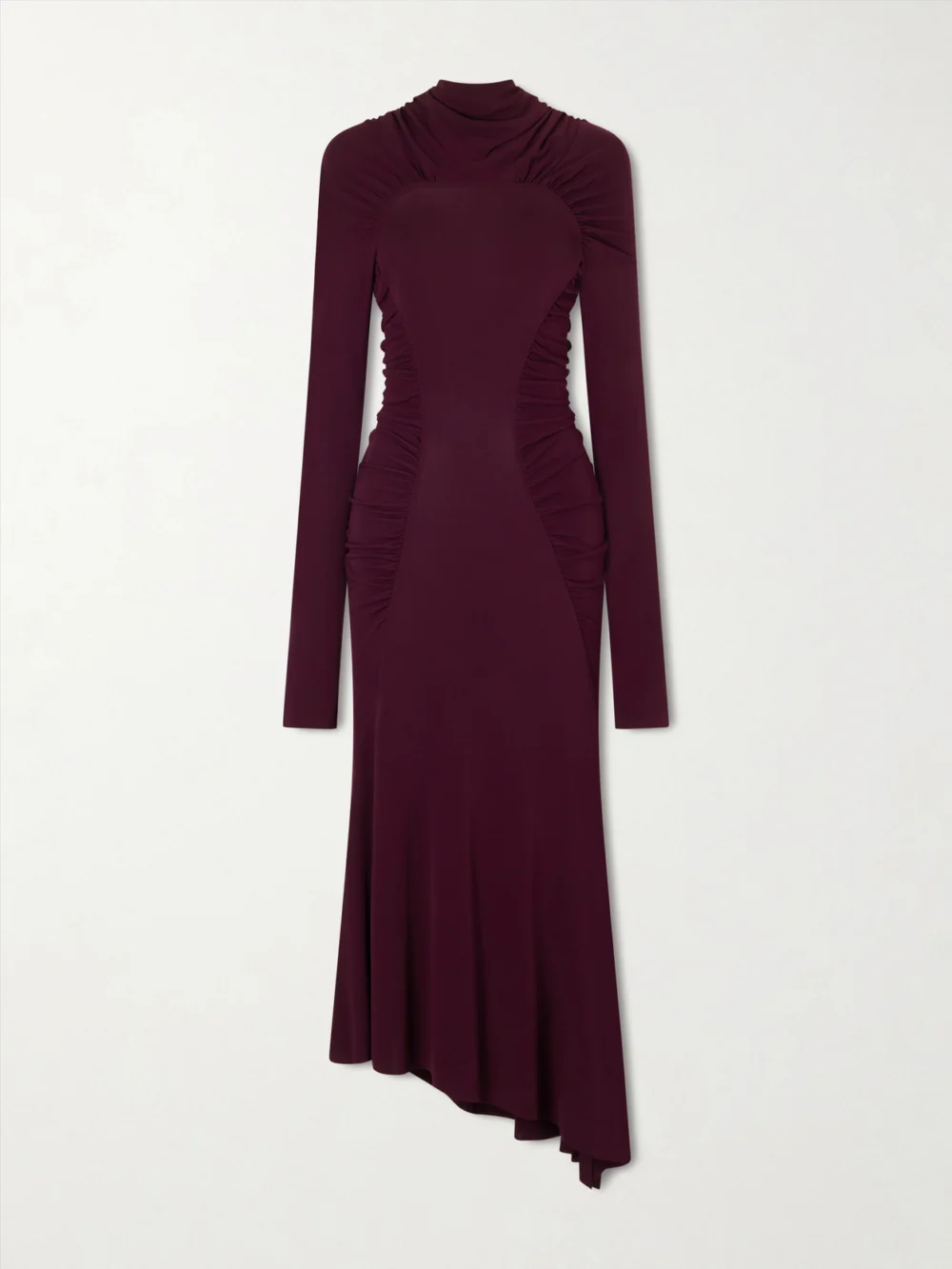 Victoria Beckham Gathered Crepe Maxi Dress in burgundy