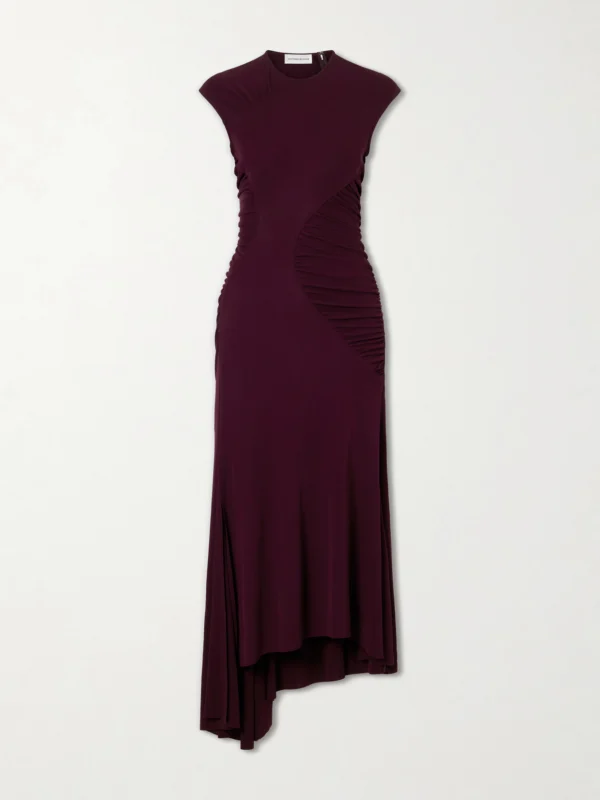 Victoria Beckham Gathered Jersey Midi Dress