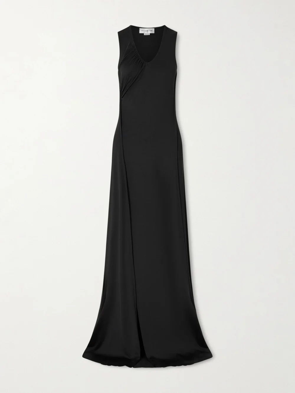 Victoria Beckham Gathered Satin Gown in black