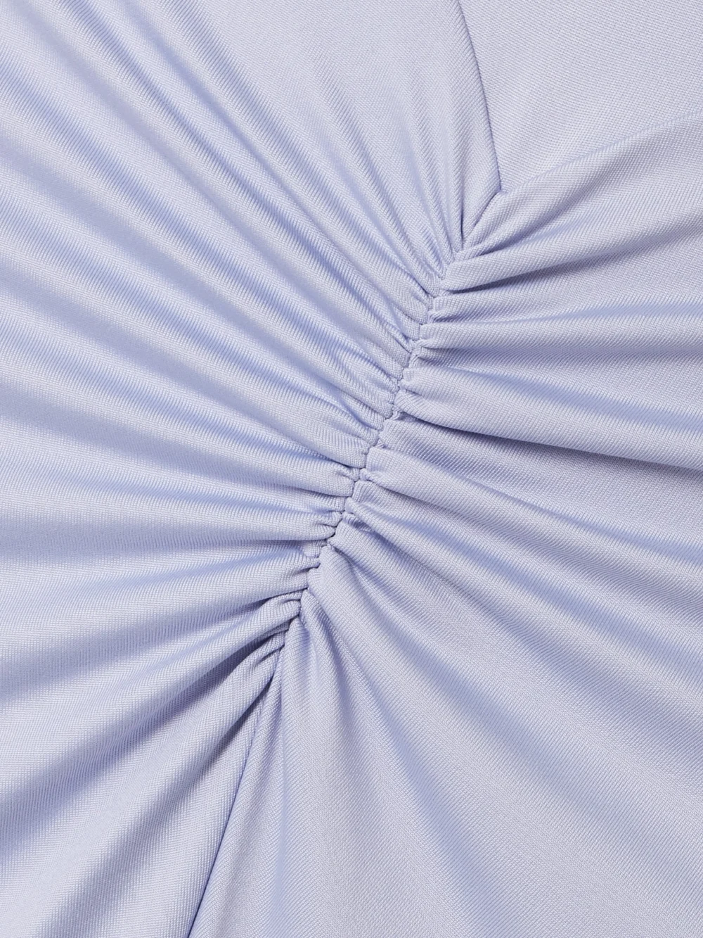 Close-up detail of the Victoria Beckham Gathered Satin-jersey Midi Dress