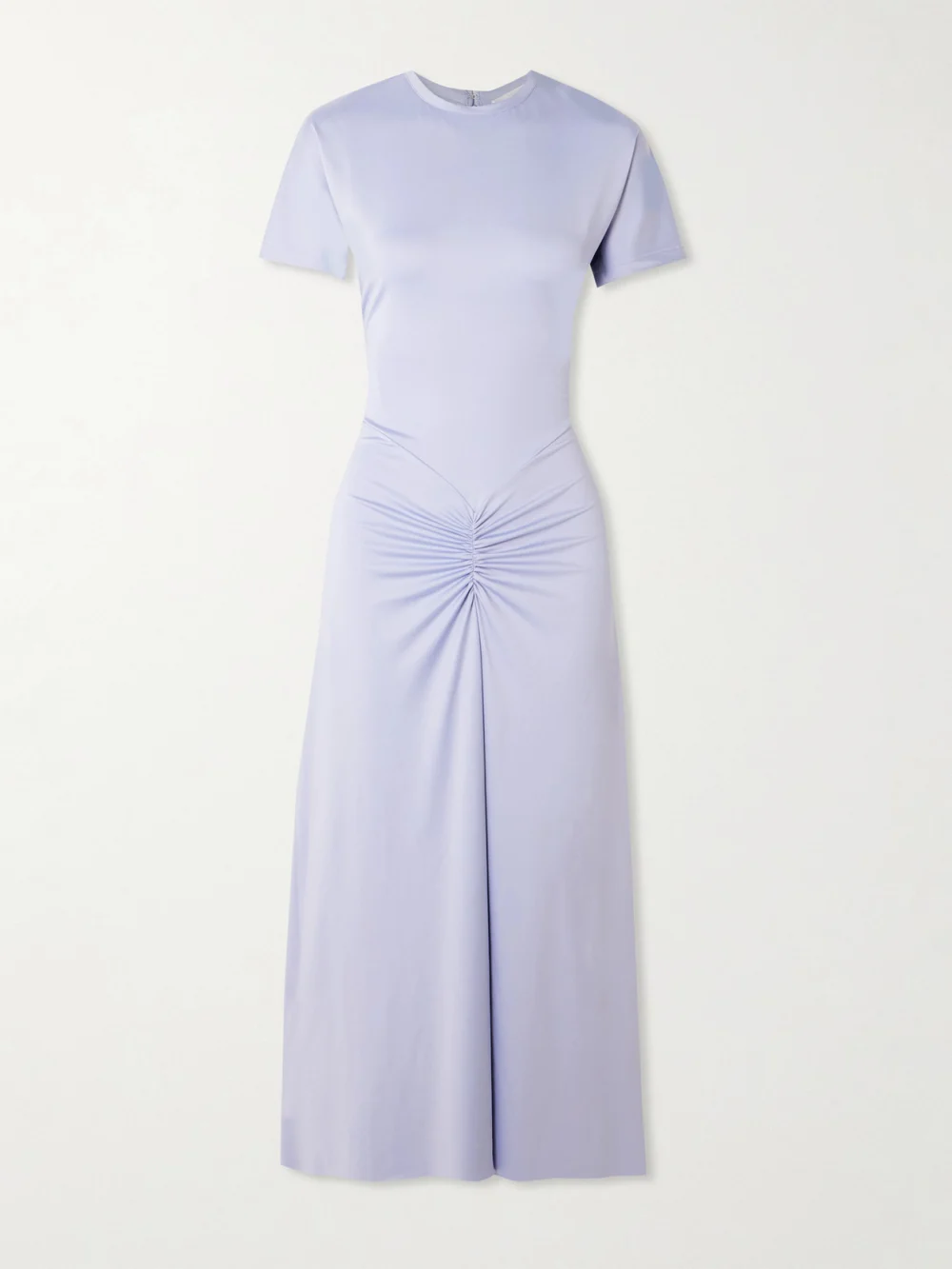 Victoria Beckham Gathered Satin-jersey Midi Dress in light blue