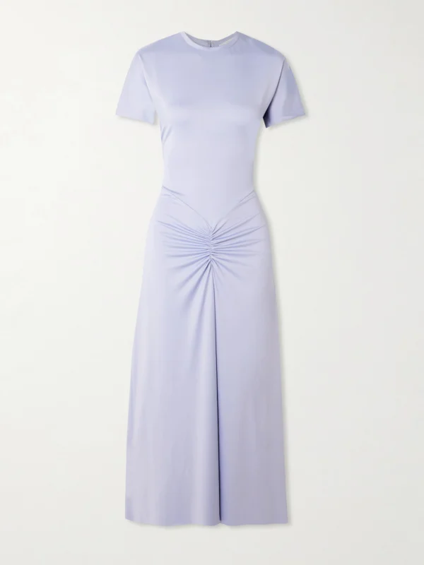 Victoria Beckham Gathered Satin-jersey Midi Dress