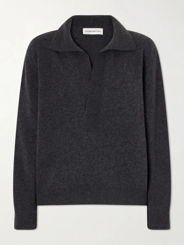 Victoria Beckham Genevieve Wool and Cashmere Polo Sweater