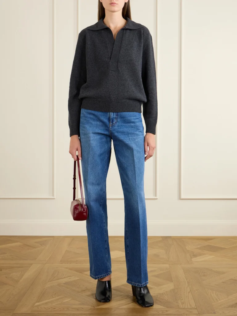 Victoria Beckham Genevieve Wool and Cashmere Polo Sweater
