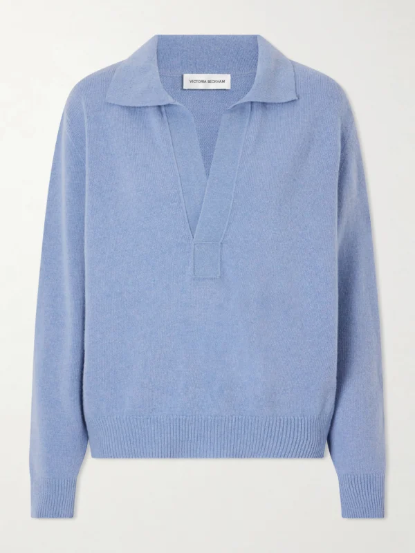 Victoria Beckham Genevieve Wool and Cashmere Polo Sweater