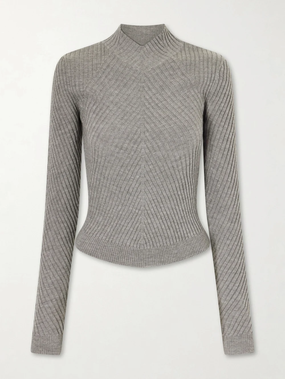 Victoria Beckham Georgia Ribbed Merino Wool Sweater in gray
