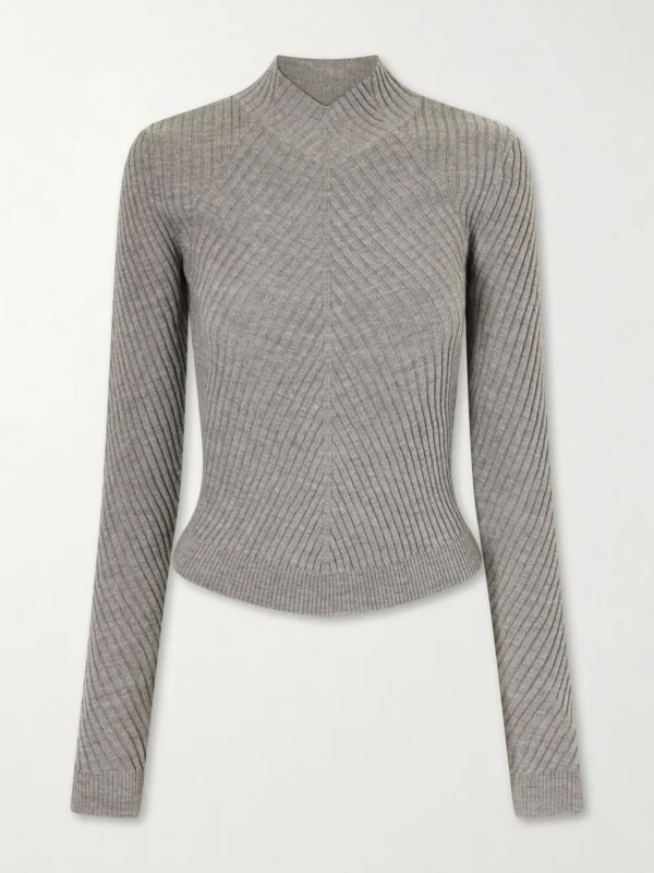 Victoria Beckham Georgia Ribbed Merino Wool Sweater
