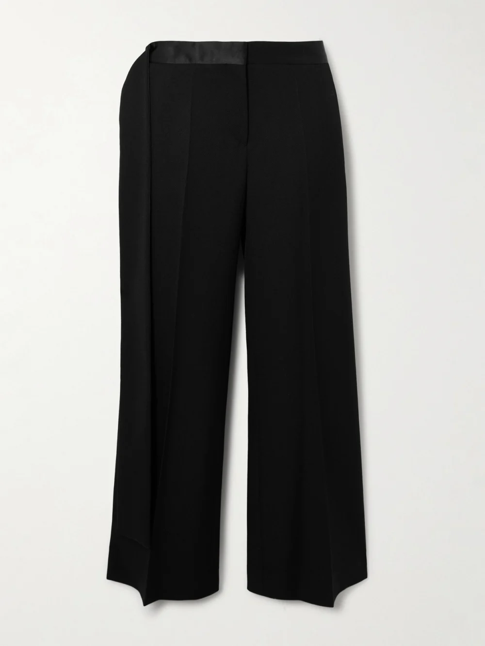 Victoria Beckham Gigi Satin-trimmed Crepe Straight-leg Pants in black