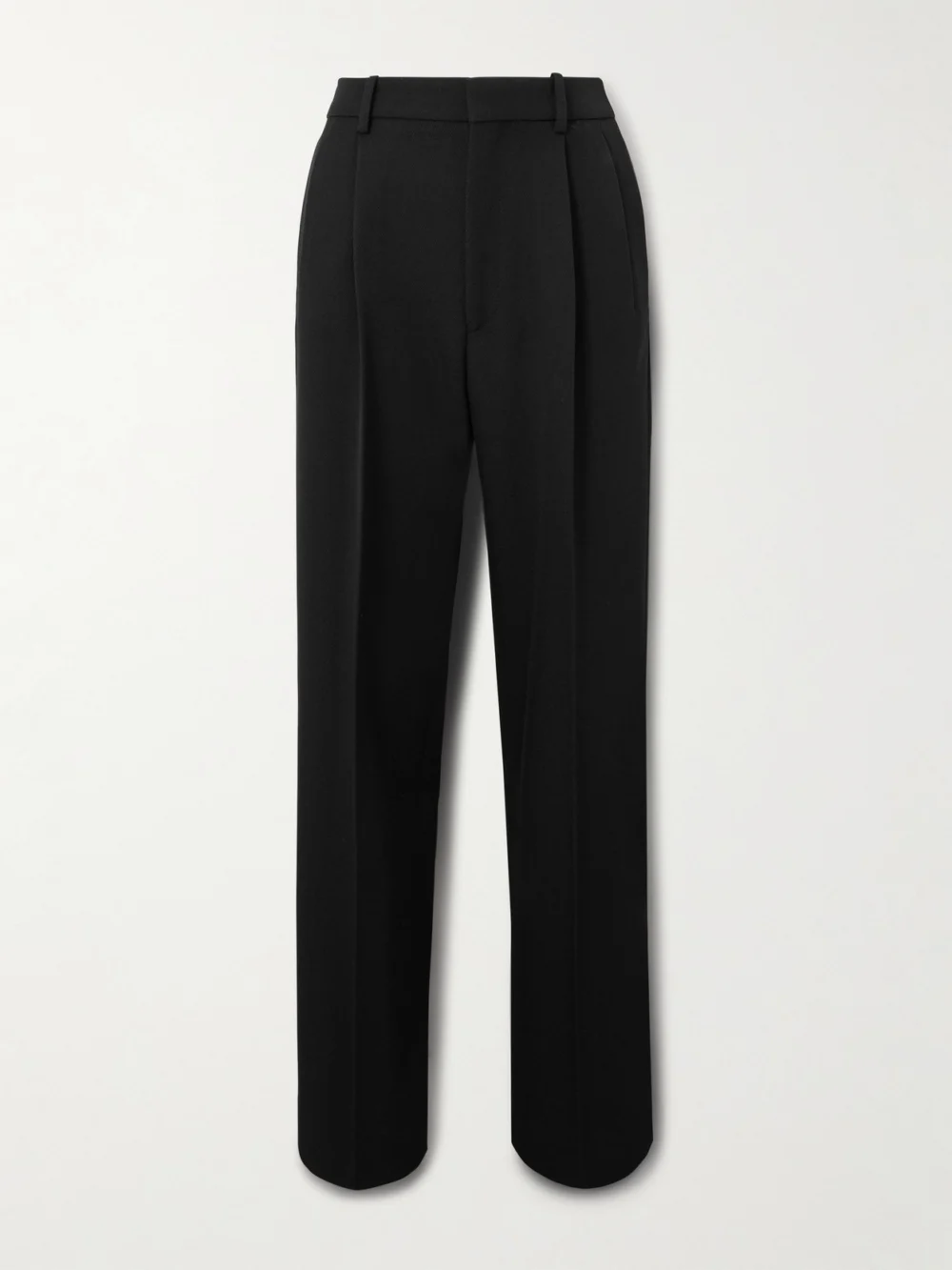 Victoria Beckham Grain De Poudre Wool Pleated Wide-leg Pants in black