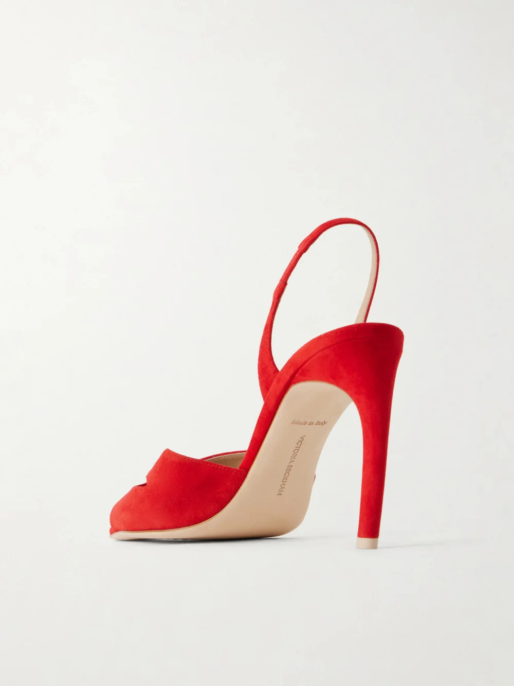 Back view of the Victoria Beckham Harlow Mask 100 Suede Sandals
