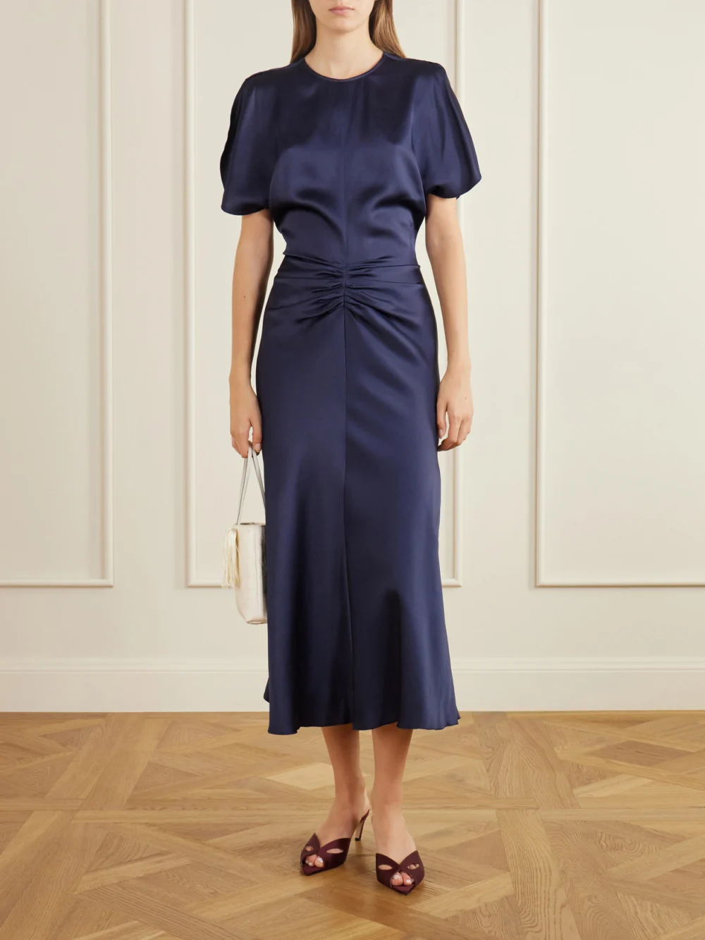 Victoria Beckham Harlow Mask 55 Satin Sandals, styled view