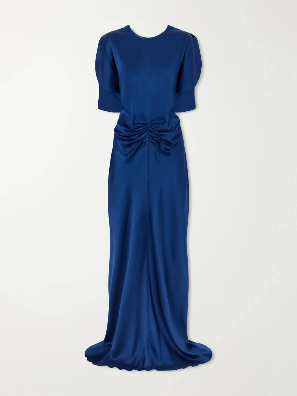 Victoria Beckham Isabella Ruched Satin Gown in navy