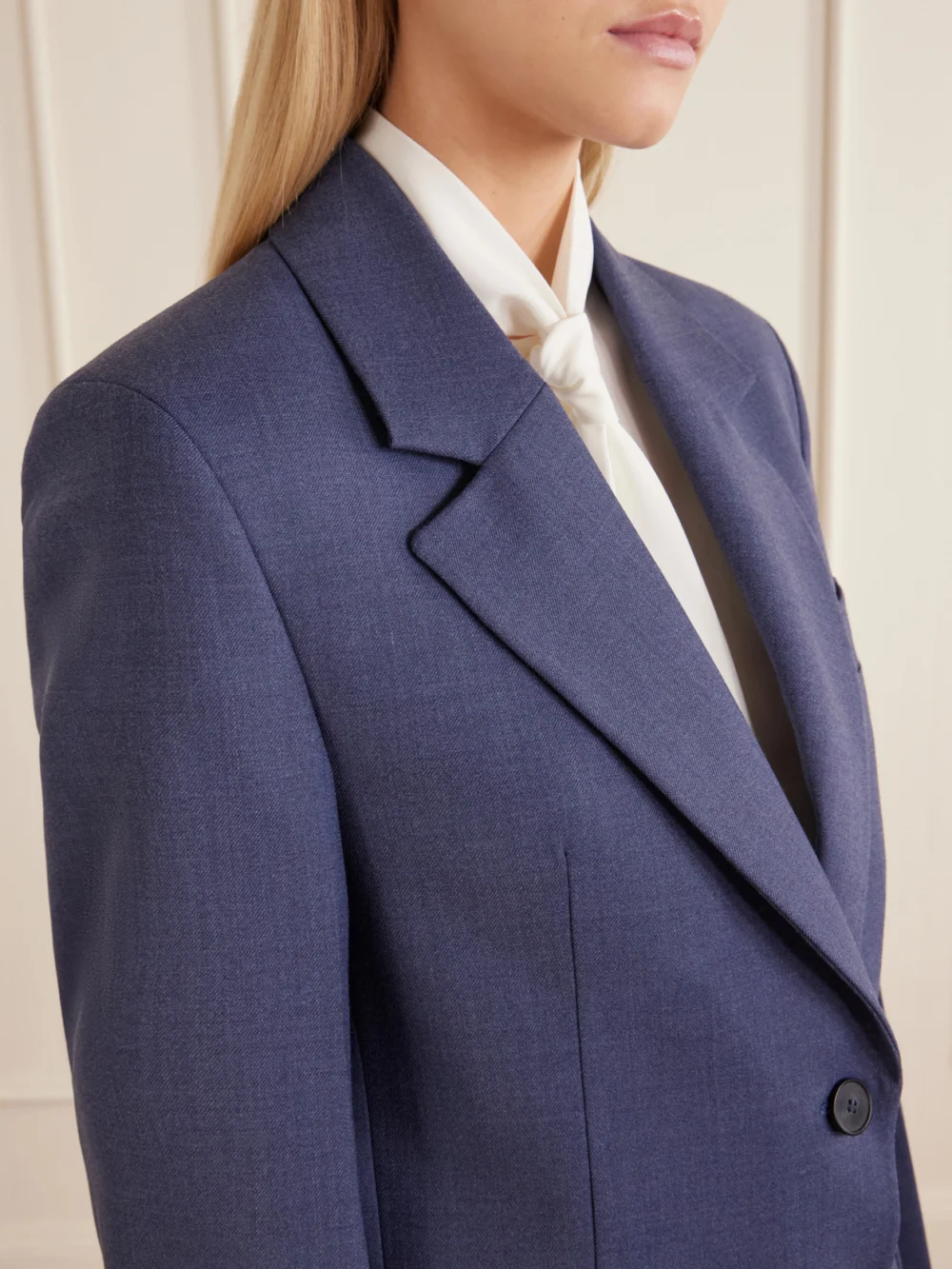 Close-up detail of the Victoria Beckham Katherine Twill Blazer
